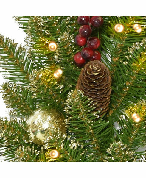 National Tree Company 9'x 10" Glittery Gold Dunhill® Fir Garland w/ Red Berries