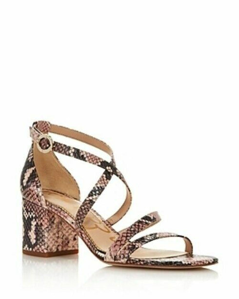 Sam Edelman Stacie Embossed-Leather Block-Heel Sandals Size 9.5