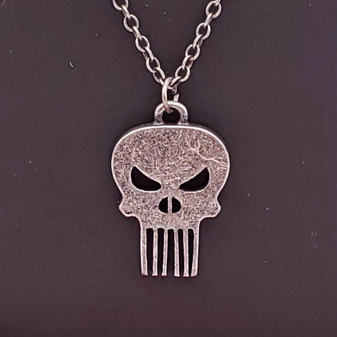 The Punisher Logo Skull Necklace w/ Chain Marvel Comics Bioworld Netflix Charm
