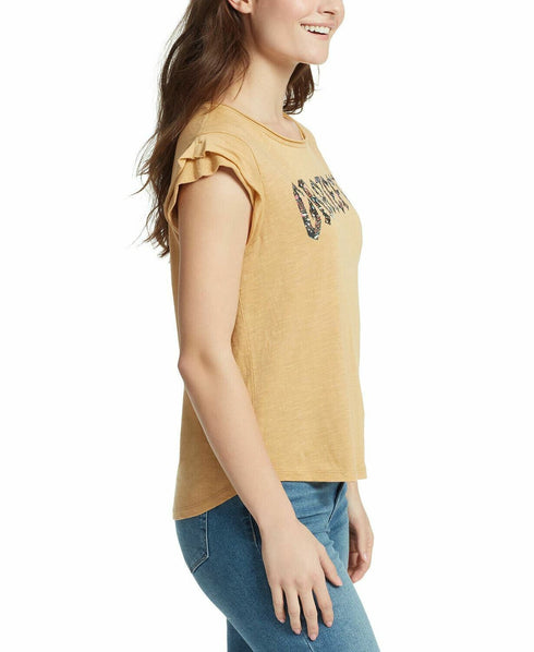 WILLIAM RAST Molly Tucked Graphic T-Shirt Yellow Size XL