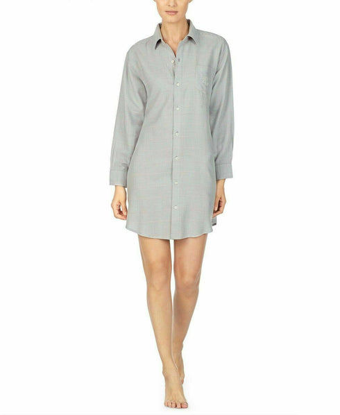 Lauren Ralph Lauren Brushed-Herringbone Sleepshirt Nightgown Gray- S