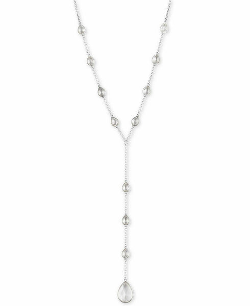 LUCKY BRAND SILVER TONE CRYSTAL LARIAT 20.5 +2" NECKLACE $45