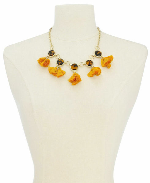 INC Gold-Tone Tortoise-Look & Multi-Tassel Statement Necklace, 18" + 3" ext