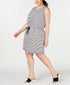 Ideology Womens Plus Striped Drawstring Casual Dress 3X