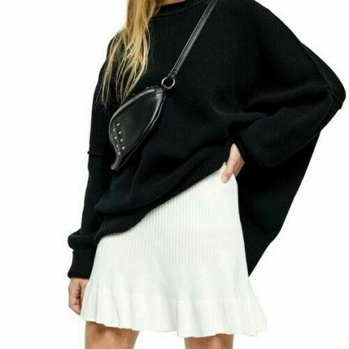 Free People Solid Gold Ribbed Mini Skirt Cream Size Large