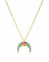 Aqua Multicolor Crescent Moon Necklace in 18K Gold Tone-Plated Sterling Silver
