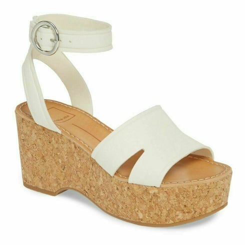 Dolce Vita Linda Cork Wedge Platform Sandals White Casual Size 8 M