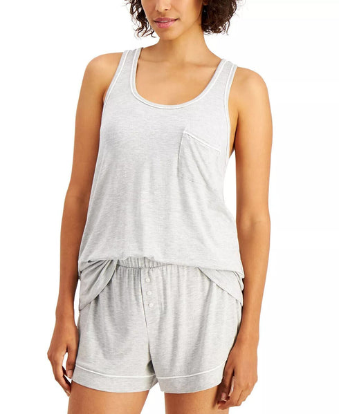ALFANI Women's Tank & Shorts Pajama Set Pearl Gray 2XL