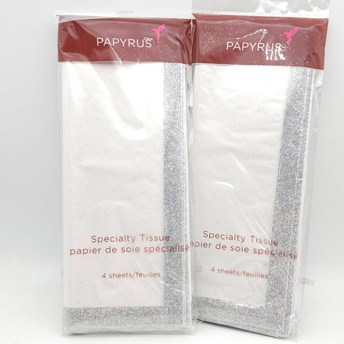 PAPYRUS Tissue Paper White with Silver Glitter Lining 8 Sheets
