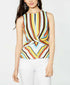 INC Women's Multicolor Striped Twist-front Blouse Shirt Top XS