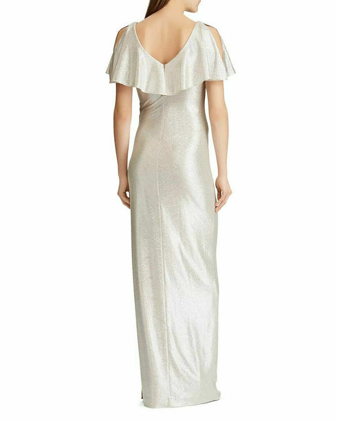 Ralph Lauren WOMEN'S PRIAH RUFFLE GOWN WITH SLIT NATURAL 14