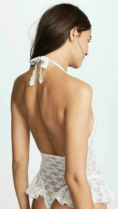 Hanky Panky Women's Bridal Peek-A-Boo Teddy Ivory Large