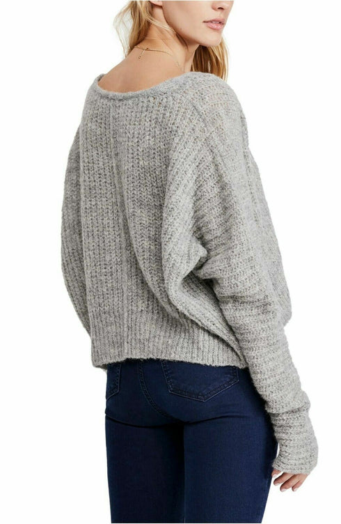 Free People - Light Grey Moonbeam V Neck Sweater Size XS