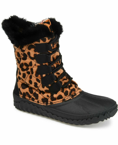 Women's Journee Collection Comfort Foam Powder Winter Boot Leopard Size 10 M