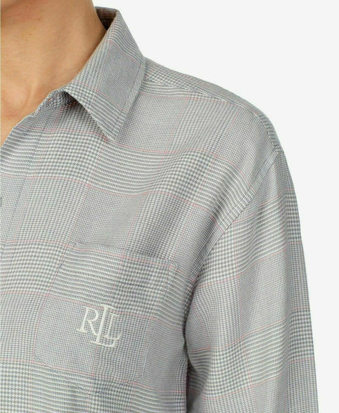 Lauren Ralph Lauren Brushed-Herringbone Sleepshirt Nightgown Gray- S