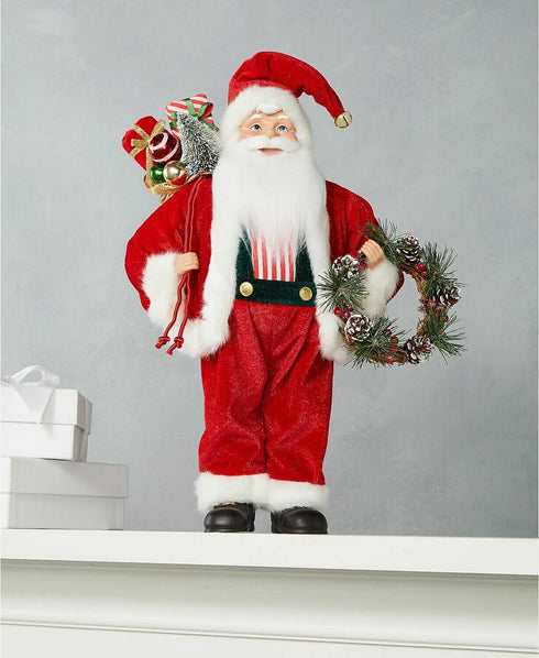 Holiday Lane Jolly Santa Doll with Pinecone Wreath
