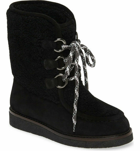 Aquatalia Wynter Water Resistant Genuine Shearling Boot Black Size 10 Msrp $595