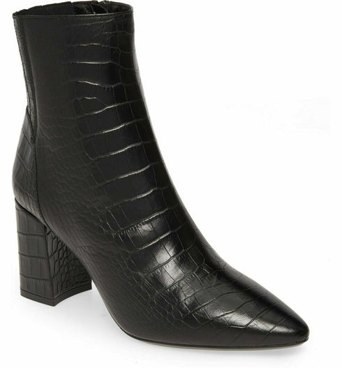 AQUATALIA Posey Water Resistant Croc Embossed Bootie $575 Black - US Size 7.5 M