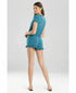 Josie Natori Womens Femme Pajama Sleep Shorts Aqua Pull On Drawstring Size XS