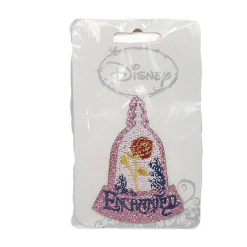 Disney Enchanted Rose Dome Glitter Embroidered Iron On Patch 3" x 2"