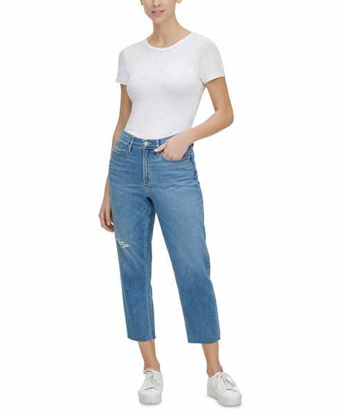 Calvin Klein Jeans Cropped High-Rise Straight-Leg Jeans Size 31