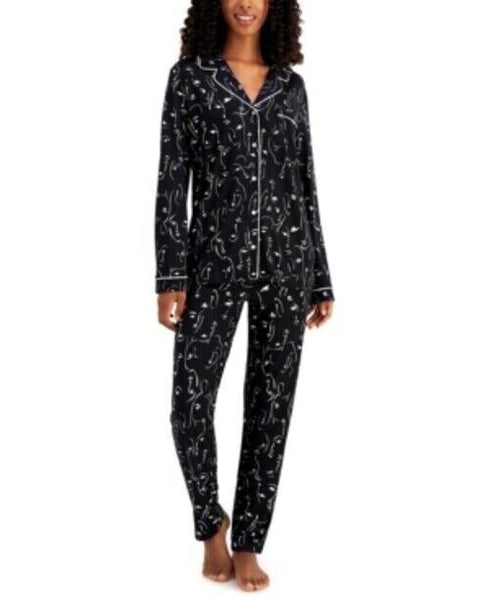 Alfani Womens Ultra-Soft Printed Pajama Face Outline Set 2XL