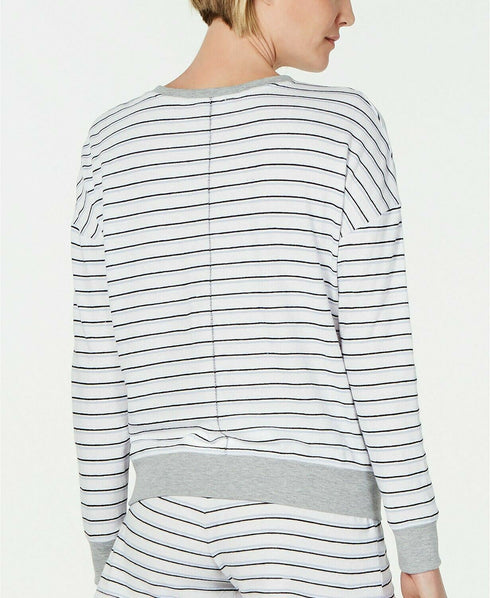 Alfani Ultra Soft Crewneck Pajama Top, Varsity Stripe, Size S