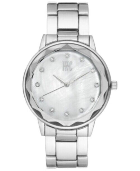 I.N.C. Women's Silver Tone 36mm Mother-of-Pearl dial Cut Crystal Bracelet Watch