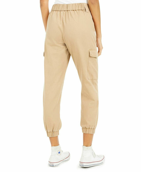 Tinseltown Juniors 100% Cotton Cropped Cargo Jogger Style Pants Khaki Size 15