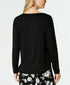Inc Metallic-Trimmed Soft Long Sleeves Pajama Top Black Size XS