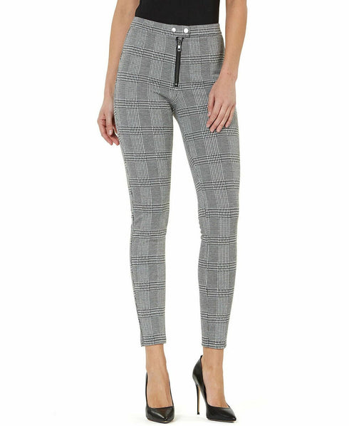 Numero Plaid Mid-Rise Zip-Front Leggings Size XL