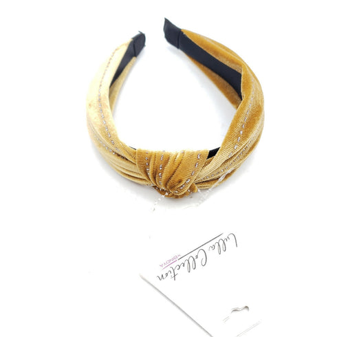 Lulla Collection Bindya Yellow Velvet knotted Headband
