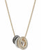 DKNY Tri-Tone Pavé Circle Pendant Necklace, 16" + 3" extender
