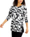 Jenni Women's Super-Soft Tunic Pajama Top Black/White Tie Dye XS
