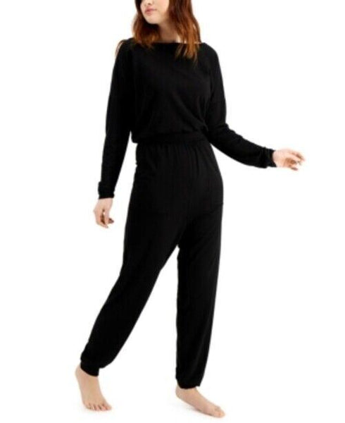 JENNI Knit One Piece Pajama Jumpsuit Black Size XS