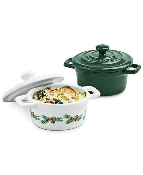 Martha Stewart 2 Mini Holiday Ceramic Pinecone Cocottes
