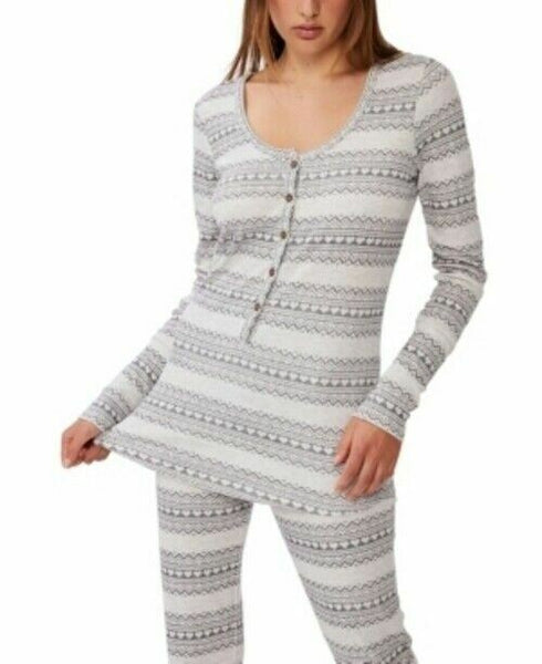 COTTON ON Women's Henley Waffle Long Sleeve Top Hip Gray Size Medium $55