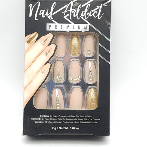 Ardell Nail Addict Premium Artificial Nail Set, Nude Jeweled