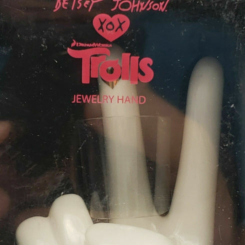 BETSEY JOHNSON Rock N TROLL Trolls Peace Sign Ceramic Ring Jewelry Hand STAND