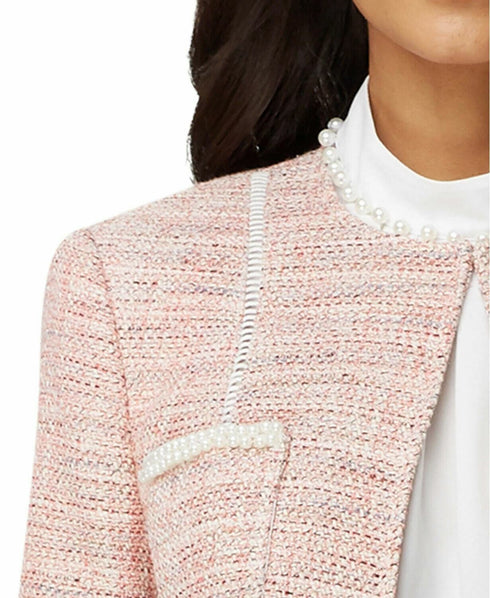 Tahari ASL Metallic Boucle Jacket Light Pink Size 4