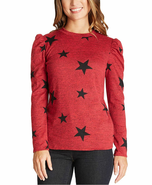 BCX Juniors' Puffed-Shoulder Star-Print Sweater Size XS