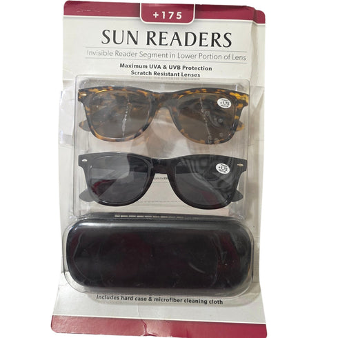 Icon Sun Readers +1.75 2 Pack with Case