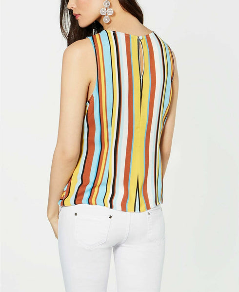 INC Women's Multicolor Striped Twist-front Blouse Shirt Top XS