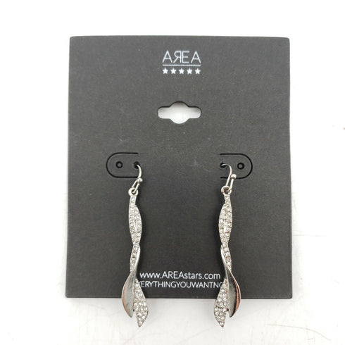 area stars Bling Twist Rhodium Silver Color Earrings - New