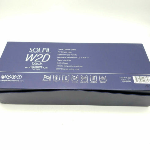 Soleil W2D Wet To Dry Flat Iron Black Professional Chrome Plate MSRP $350 NEW