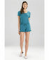 Josie Natori Womens Femme Pajama Sleep Shorts Aqua Pull On Drawstring Size XS