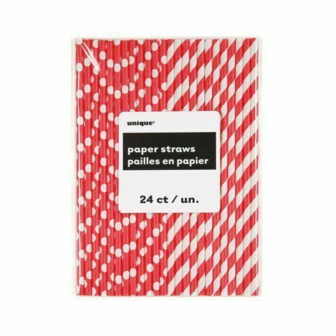 Red Polka Dot & Striped Paper Straws, 24ct 3 Packs! 72ct total!