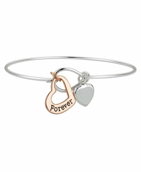 Unwritten Rose Gold Silver Plated Crystal Forever Friends Heart Bangle Bracelet