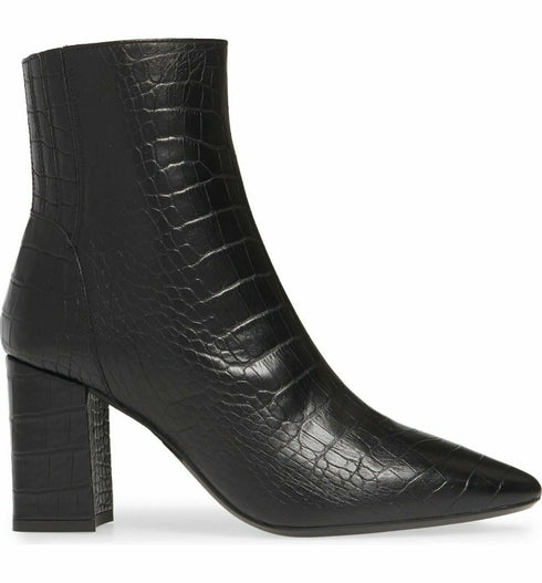 AQUATALIA Posey Water Resistant Croc Embossed Bootie $575 Black - US Size 7.5 M