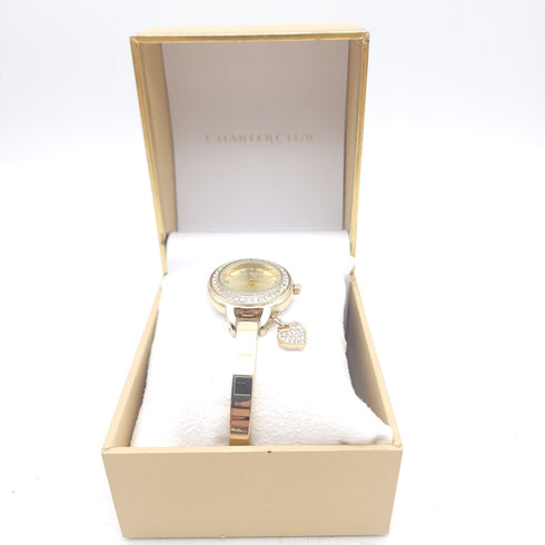 CHARTER CLUB Women's Heart Charm Bangle Bracelet Watch 26mm